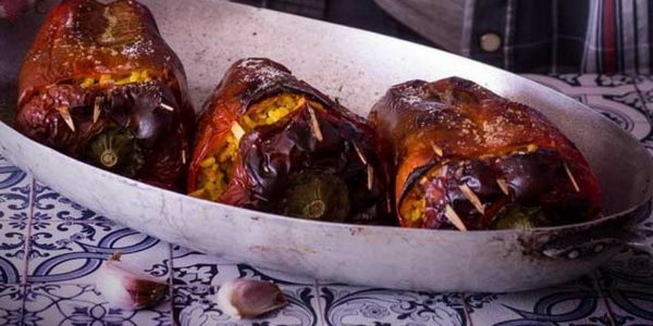 Pimientos rellenos de arroz