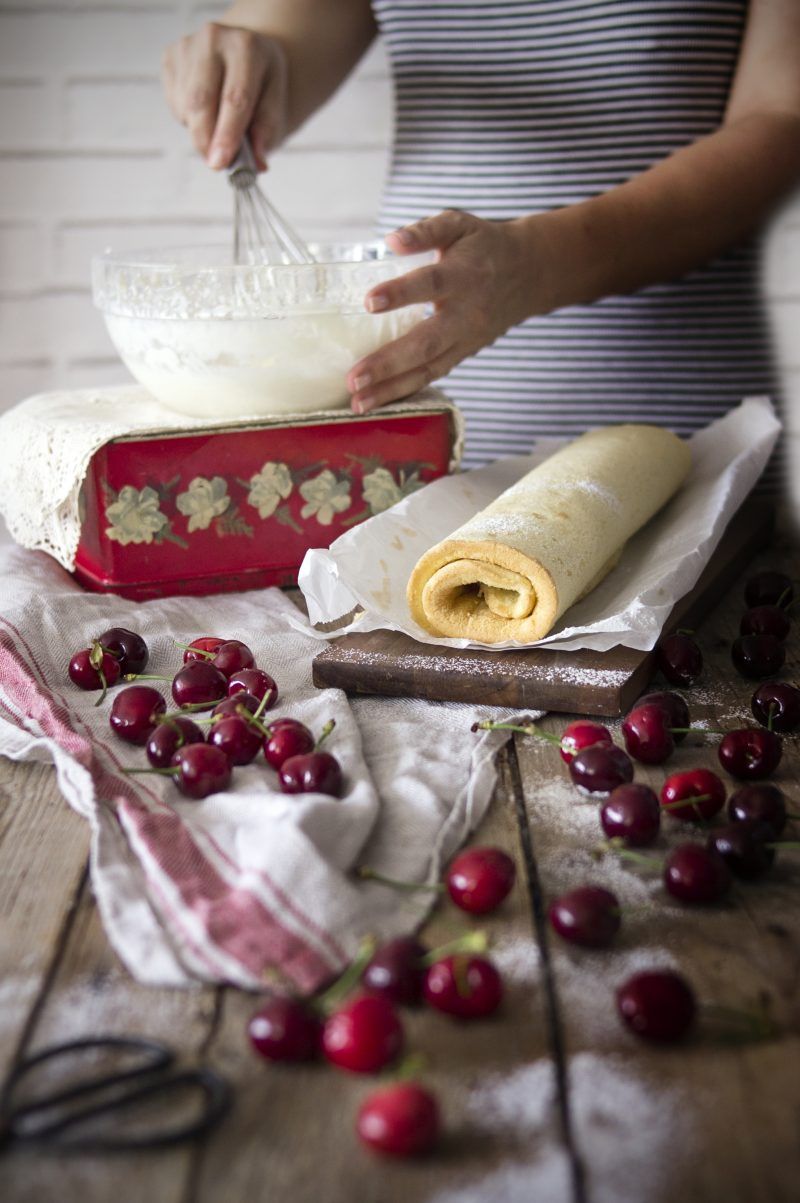 brazo gitano cerezas y mascarpone